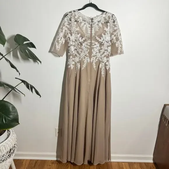 JJ's House Dress Women 12 Taupe Wedding Guest Mother of the Bride Formal Gown JJ's House Dress Women 12 Taupe Wedding Guest Mother of the Bride Formal Gown